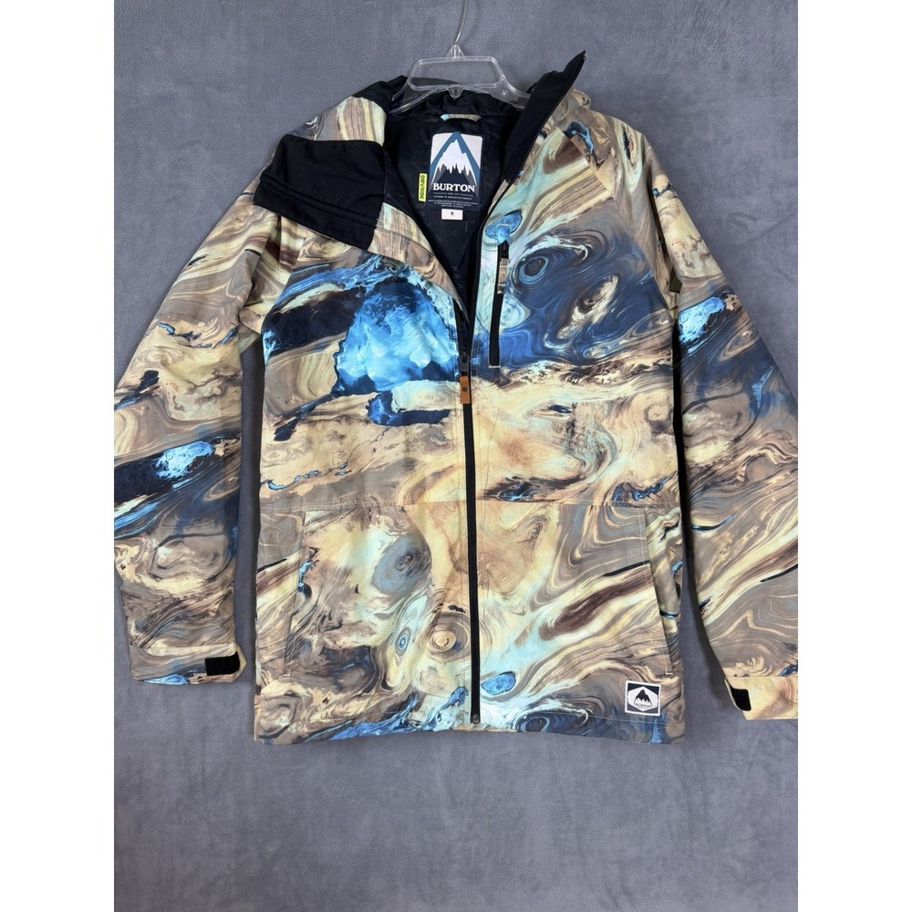 Burton Men's Dry Ride Snowboarding Skiing Hooded Jacket Size Small Marble‎ Print